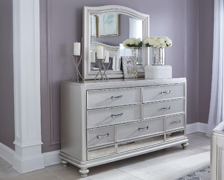 Image of Coralayne - Silver - Dresser, Mirror With Arched Cap Rail