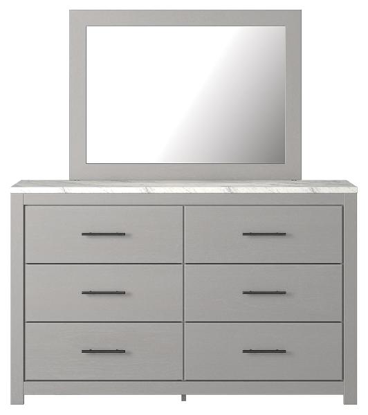 Image of Cottenburg - Light Gray / White - Dresser, Mirror