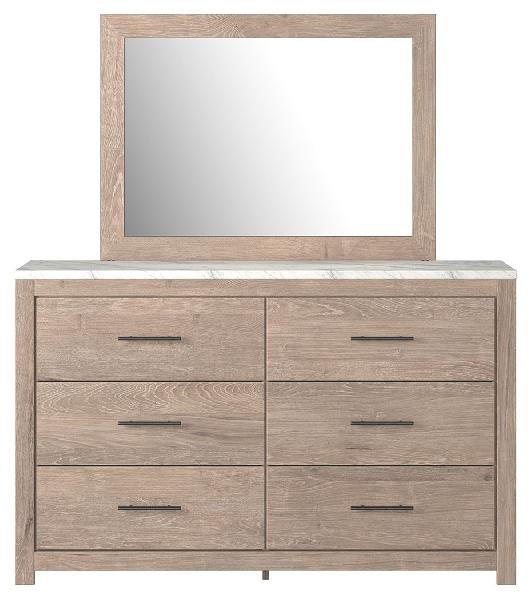 Image of Senniberg - Light Brown / White - Dresser, Mirror