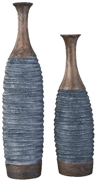 Image of Blayze - Vase Set (Set of 2) - Antique Gray / Brown