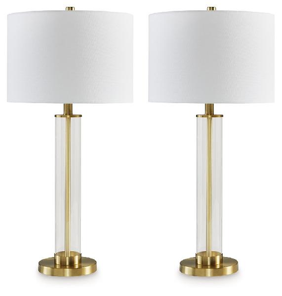 Image of Orenman - Glass Table Lamp (Set of 2) - Clear / Brass Finish