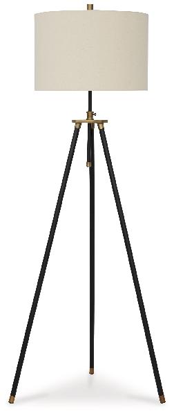Image of Cashner - Metal Floor Lamp - Black / Gold Finish