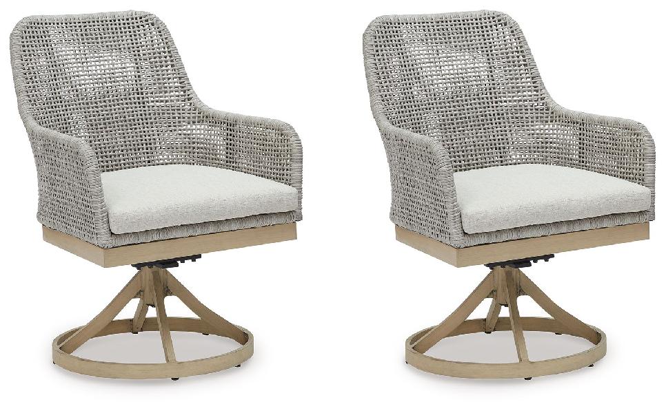Image of Seton Creek - Swivel Chair With Cushion (Set of 2) - Gray