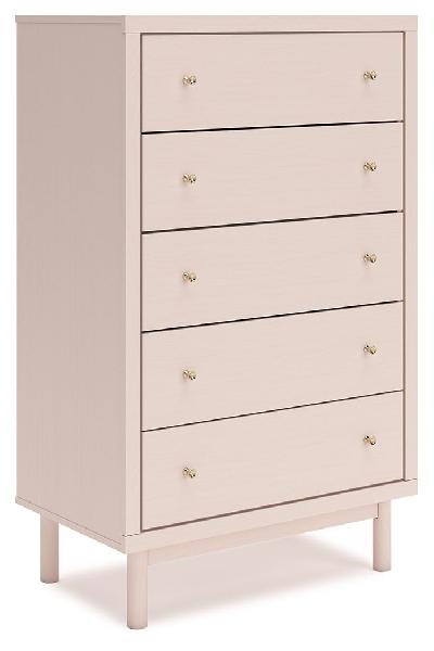 Image of Wistenpine - Five Drawer Chest - Blush
