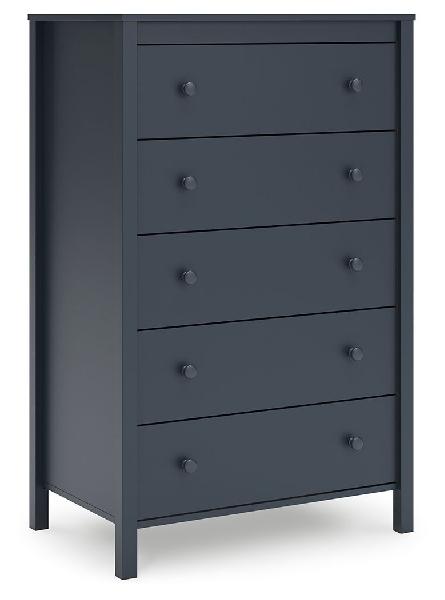 Image of Simmenfort - Five Drawer Chest - Navy Blue