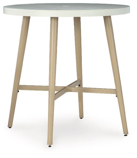 Image of Seton Creek - Round Bar Table With Umbrella Option - Beige