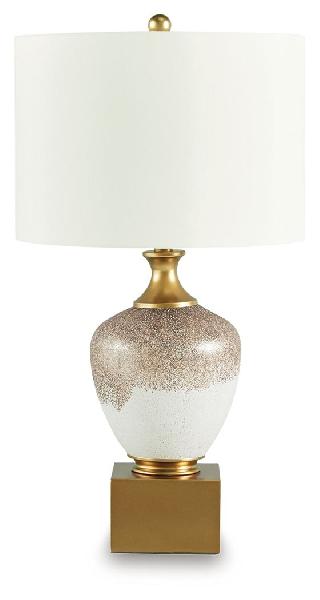 Image of Tavisburg - Glass Table Lamp - Brown / White / Gold