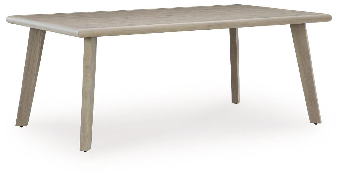 Image of Cliff Trails - Rectangle Dining Table With Umbrella Option - Beige