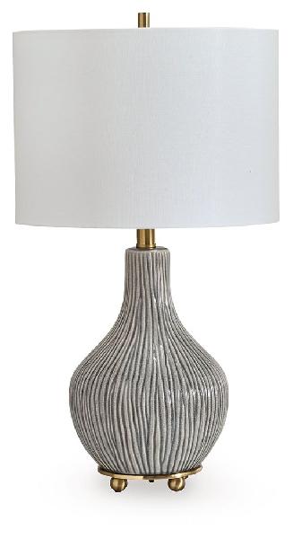 Image of Judlen - Ceramic Table Lamp - Gray / Gold Finish