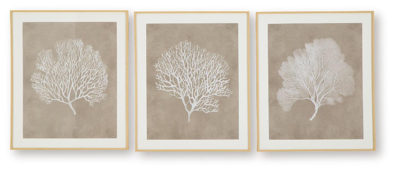 Image of Hendridge - Wall Art Set (Set of 3) - Taupe / White