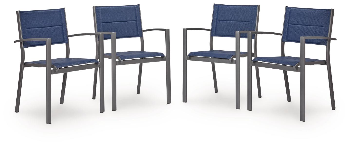 Image of Rocky Creek - Sling Arm Chair (Set of 4) - Blue / Gray