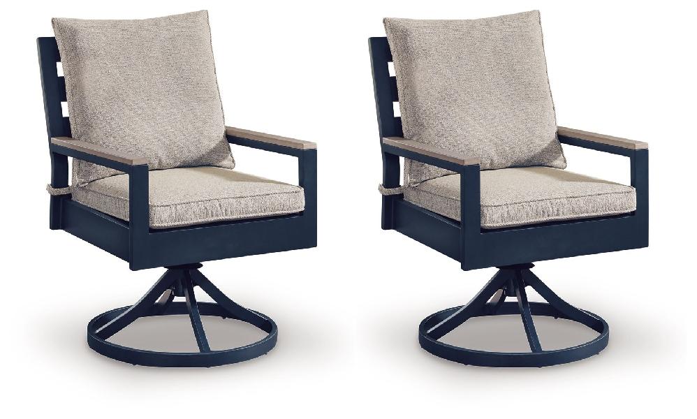 Image of East Beach - Swivel Chair With Cushion (Set of 2) - Blue
