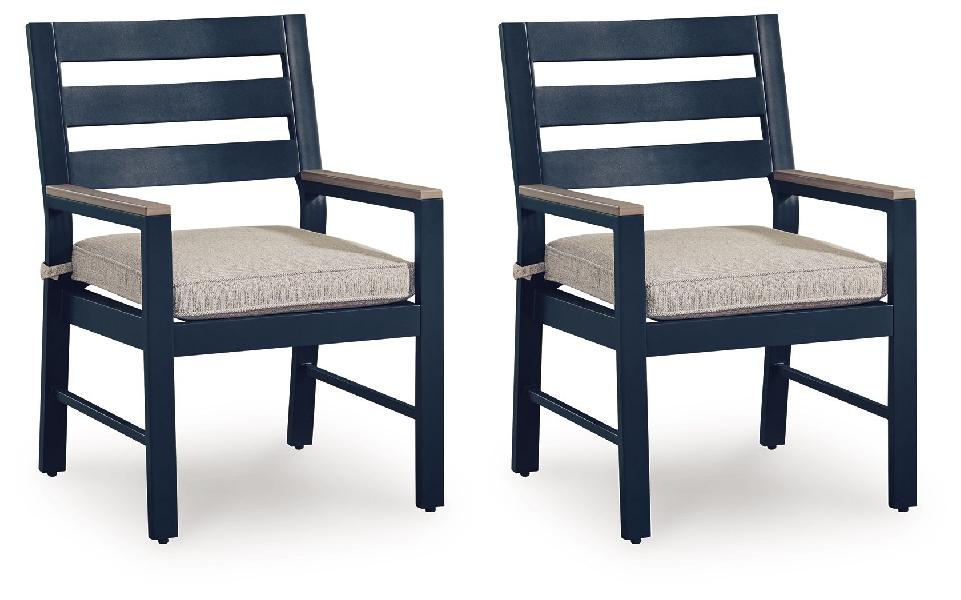 Image of East Beach - Arm Chair With Cushion (Set of 2) - Blue