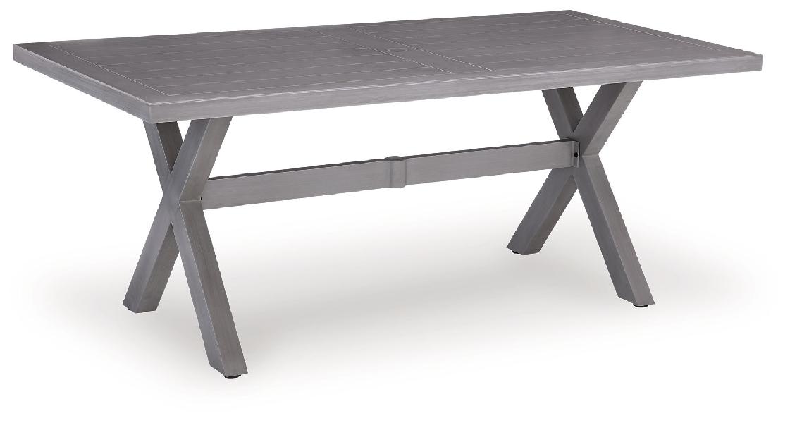 Image of Half Moon Beach - Rectangular Dining Table With Umbrella Option - Gray
