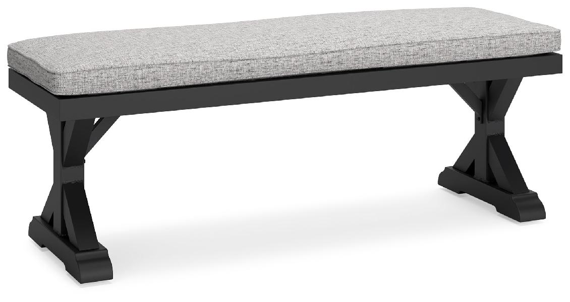 Image of Beachcroft - Bench With Cushion - Black / Light Gray