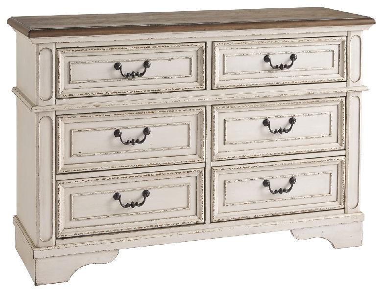 Image of Realyn - Dresser - 6-drawer - White / Brown / Beige