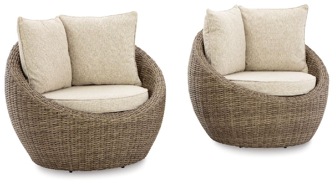 Image of Danson - Swivel Lounge w/Cushion (Set of 2) - Beige