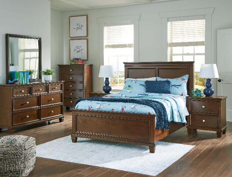 Image of Danabrin - 8 Pc. - Dresser, Mirror, Chest, Full Panel Bed, 2 Nightstands - Brown
