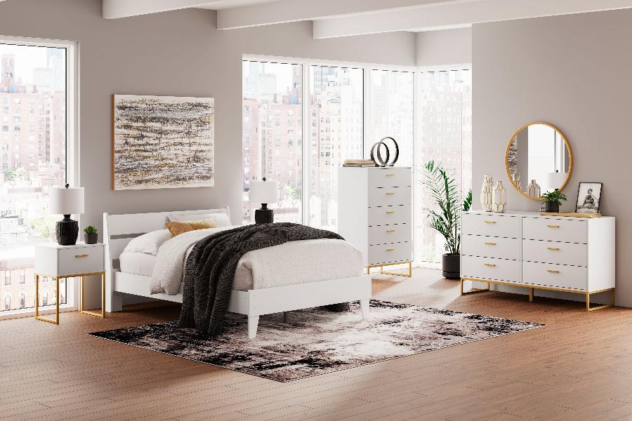 Image of Socalle - 4 Pc. - Dresser, Chest, Full Panel Platform Bed - Two-Tone