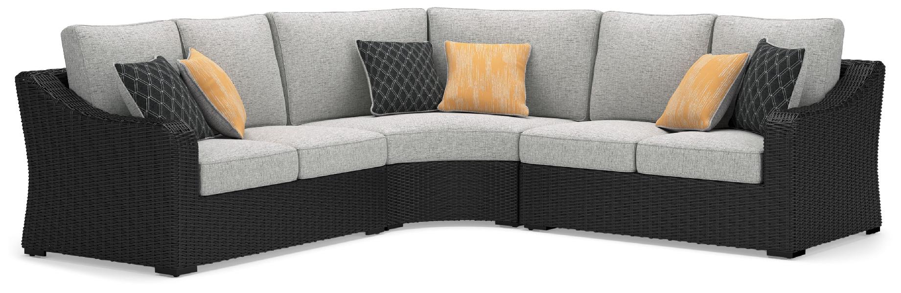 Image of Beachcroft - 3-Piece Outdoor Sectional - Black