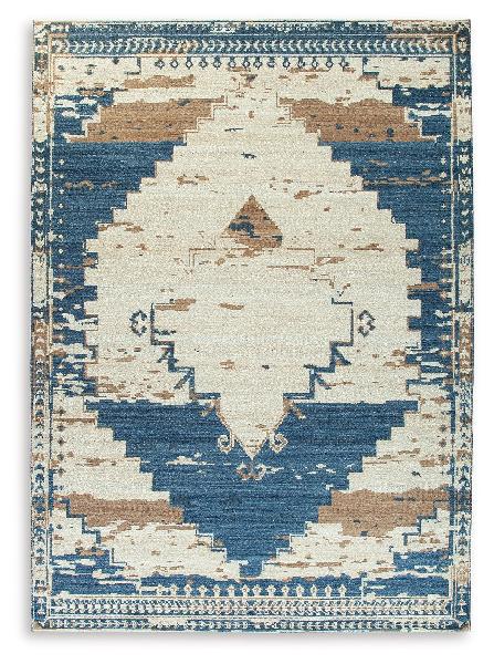 Image of Varnler - 10' x 14' Rug - Blue / Brown / Tan