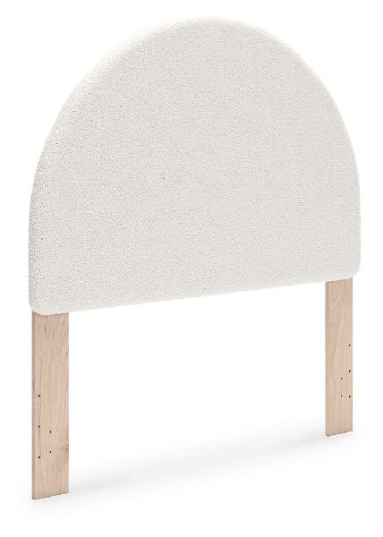 Image of Arloster - Full Upholstered Panel Headboard - White / Tan