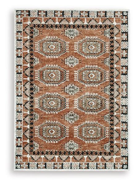 Image of Qaabiz - 5' x 7' Rug - Sienna / Ivory / Black