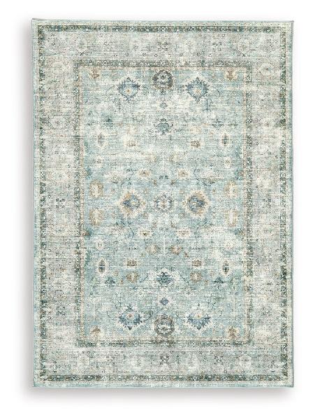 Image of Ladstoney - 5' x 7' Rug - Teal / Beige / Ochre
