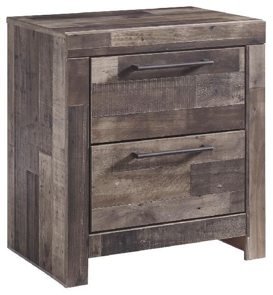 Image of Derekson - Two Drawer Night Stand - Multi Gray
