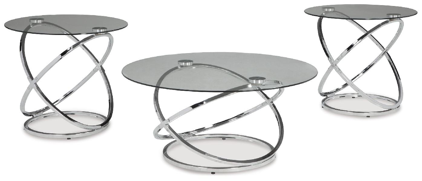 Image of Hollynyx - Occasional Table Set (Set of 3) - Chrome Finish