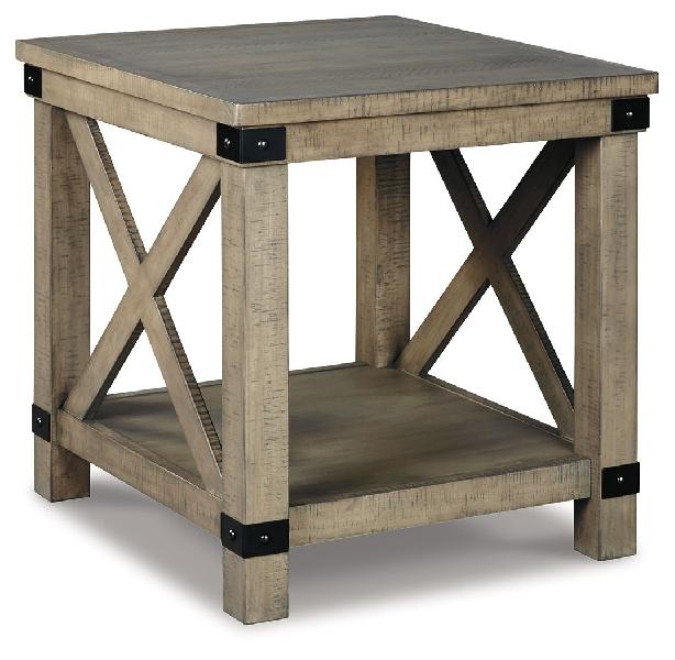 Image of Aldwin - Rectangular End Table - Crossbuck Styling - Gray
