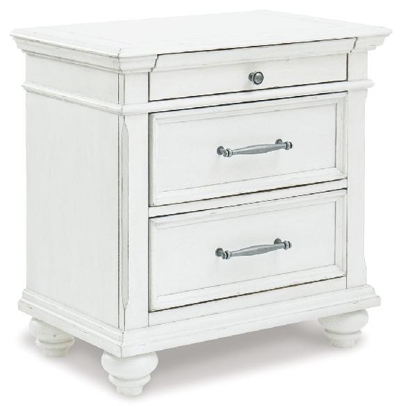Image of Kanwyn - Three Drawer Night Stand - Whitewash