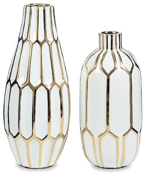 Image of Mohsen - Vase Set (Set of 2) - Gold Finish / White