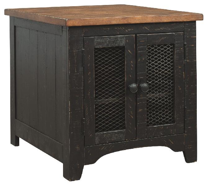 Image of Valebeck - Rectangular End Table - Black / Brown