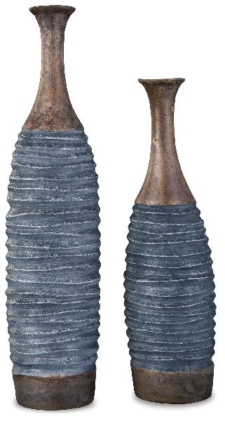 Image of Blayze - Vase Set (Set of 2) - Antique Gray / Brown