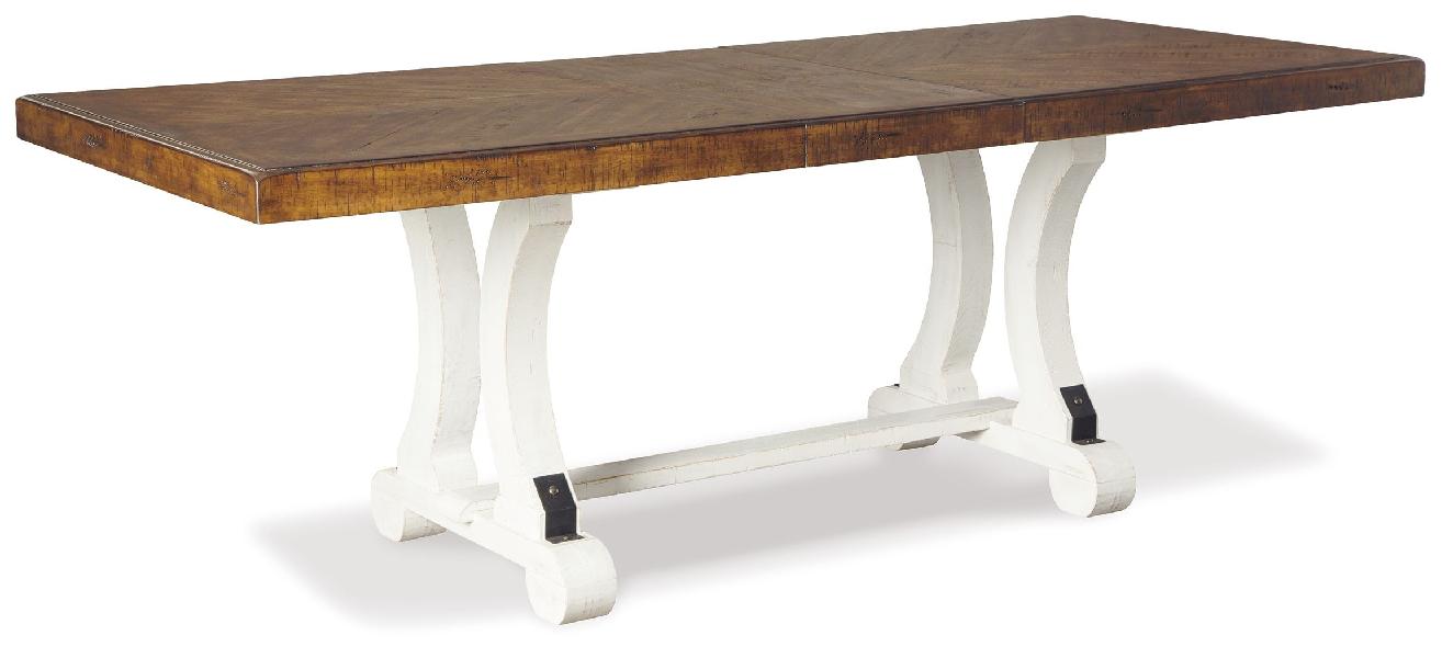 Image of Valebeck - Rectangular Dining Room Table - White / Brown