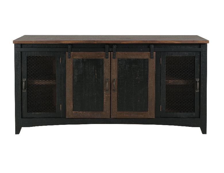 Image of Pueblo - TV Stand / Console / Wall Unit - Black / Medium Brown
