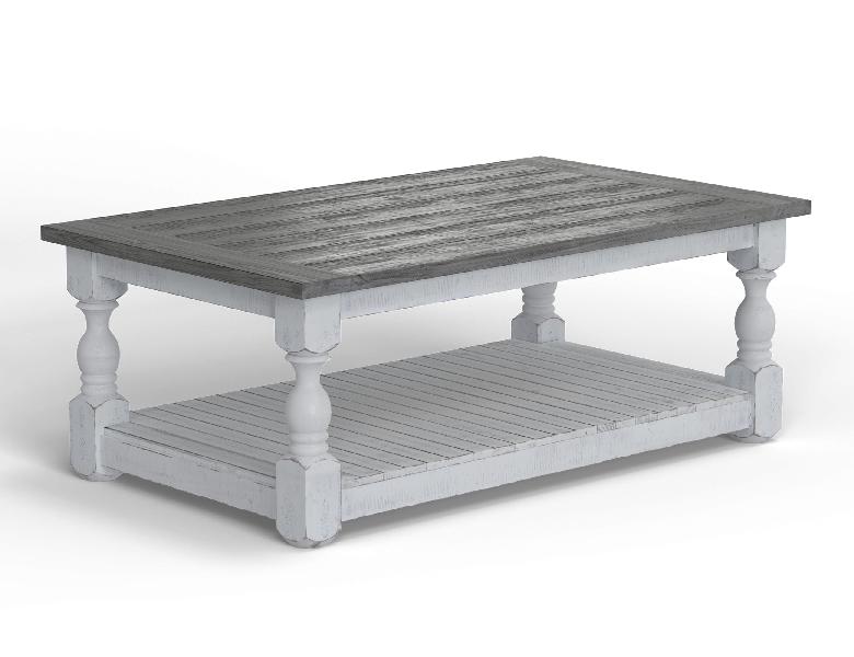 Image of Stone - Cocktail Table - Antiqued Ivory / Weathered Gray