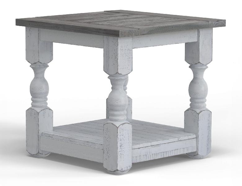 Image of Stone - End Table - Antiqued Ivory / Weathered Gray