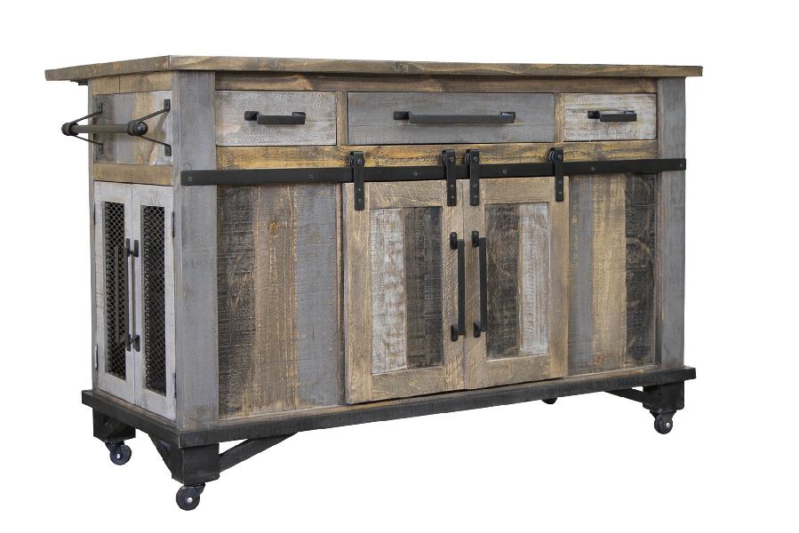 Image of Loft - Kitchen Island - Two Tone Gray / Brown