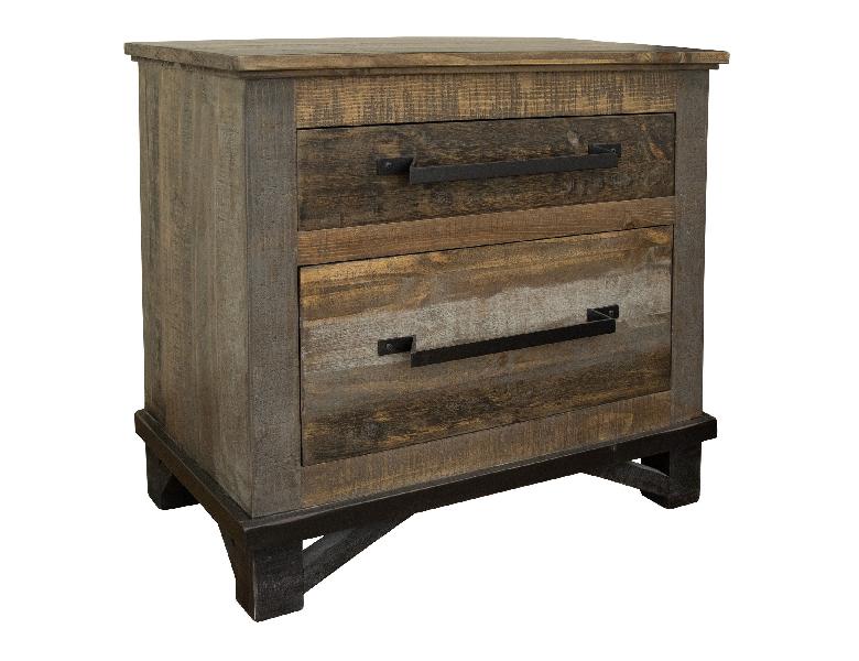 Image of Loft - 2 Drawer Nightstand - Two Tone Gray / Brown