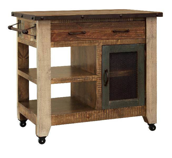 Image of Antique - Kitchen Island With 1 Drawer - Multicolor