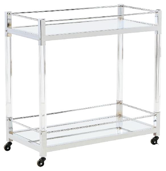 Image of Chaseton - Bar Cart - Clear / Silver Finish