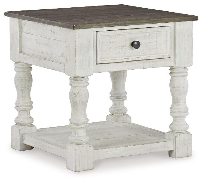 Image of Havalance - Square End Table - White / Gray
