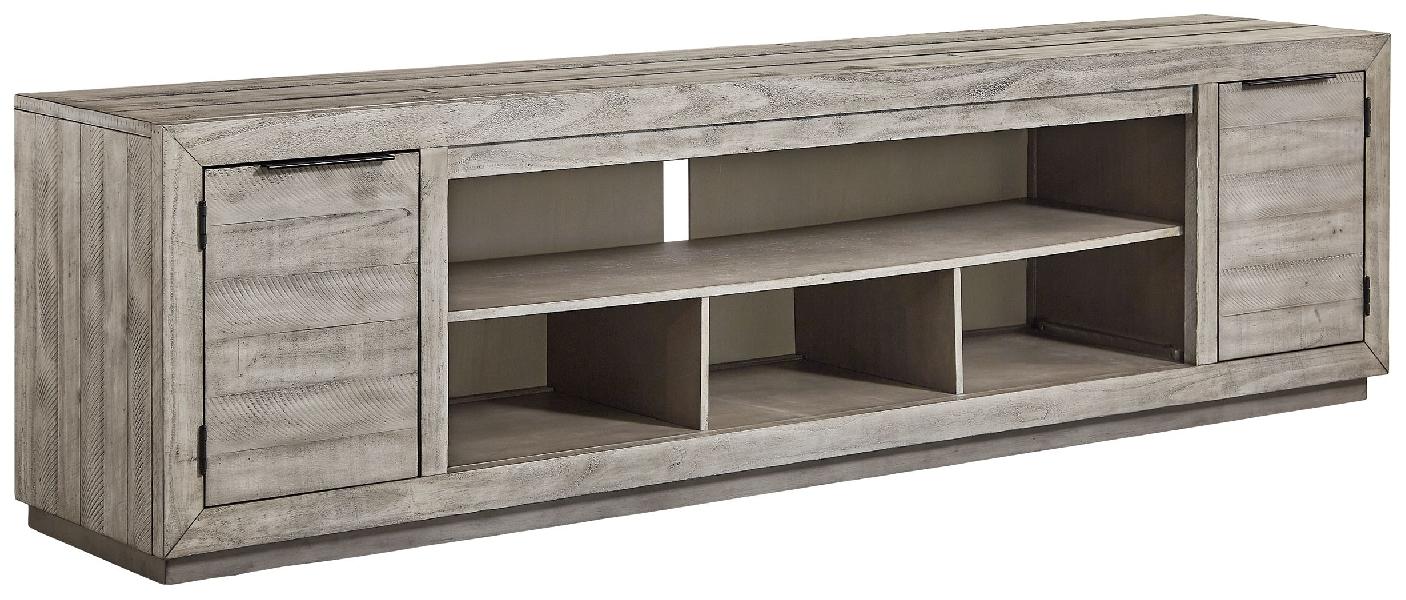 Image of Naydell - XL TV Stand w/Fireplace Option - Gray