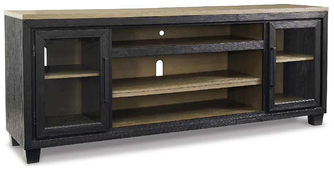 Image of Foyland - XL TV Stand w/Fireplace Option - Black / Brown
