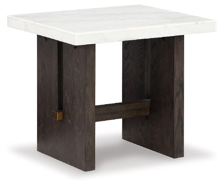 Image of Burkhaus - Rectangular End Table - White / Dark Brown