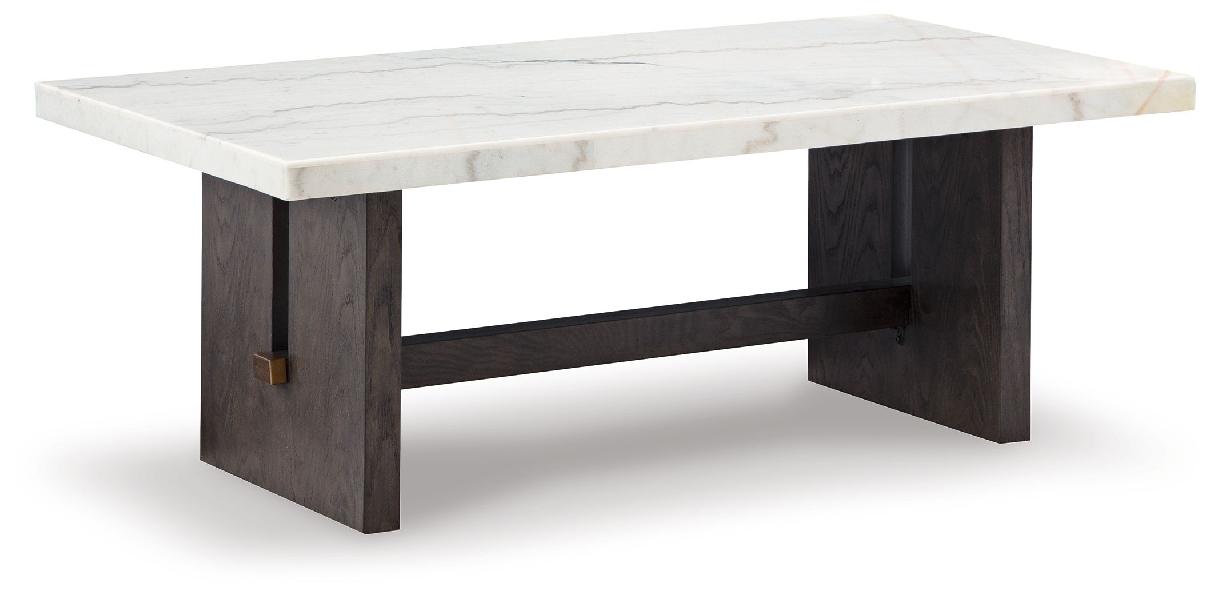 Image of Burkhaus - Rectangular Cocktail Table - White / Dark Brown