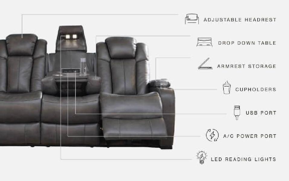 Image of Turbulance - PWR REC Sofa with ADJ Headrest - Quarry