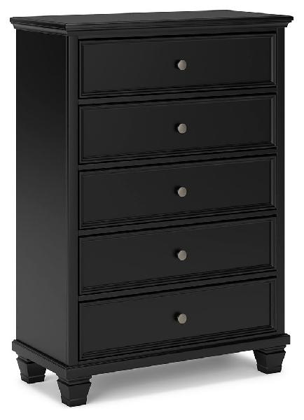Image of Lanolee - Five Drawer Chest - Black